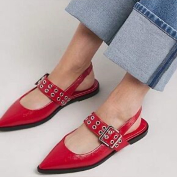 Steve Madden Shoes - NWOT Steve Madden Lando Red Synthetic Leather Slingback Flats